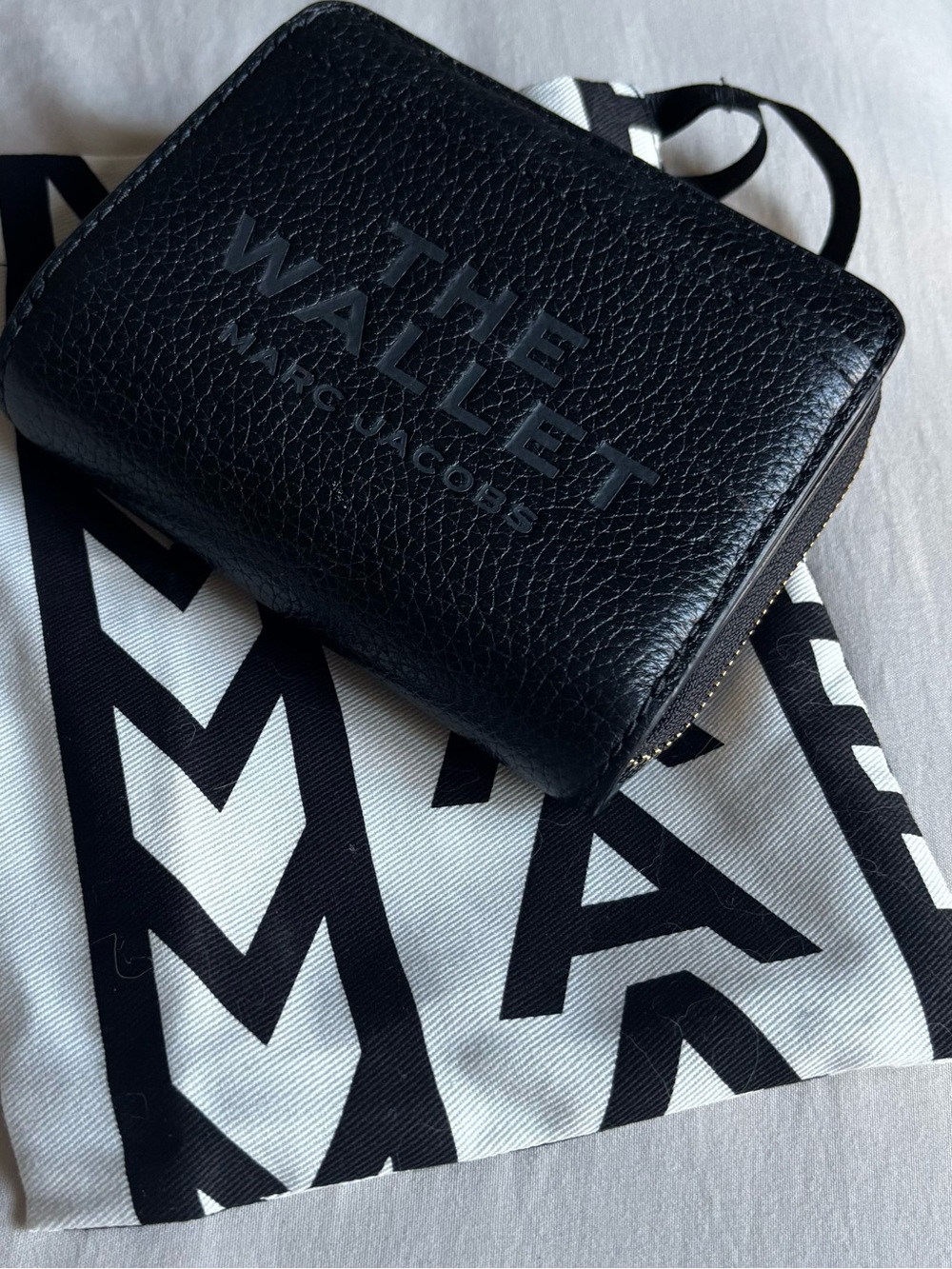 Marc Jacobs Black Pebbled Leather Zip-Around Wallet